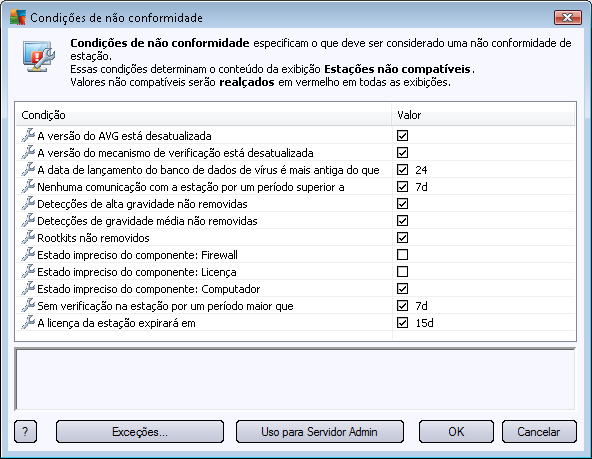 Guia Versões Exibe informações sobre versões do AVG, banco de vírus, banco anti-spyware ou banco antispam em cada estação.