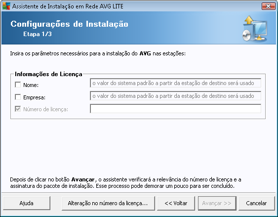 O Assistente do instalador do AVG Network Lite o orientará rapidamente pelo processo de criação de scripts do AVG. O script poderá então ser usado para instalar o AVG nas estações. 8.2.1.