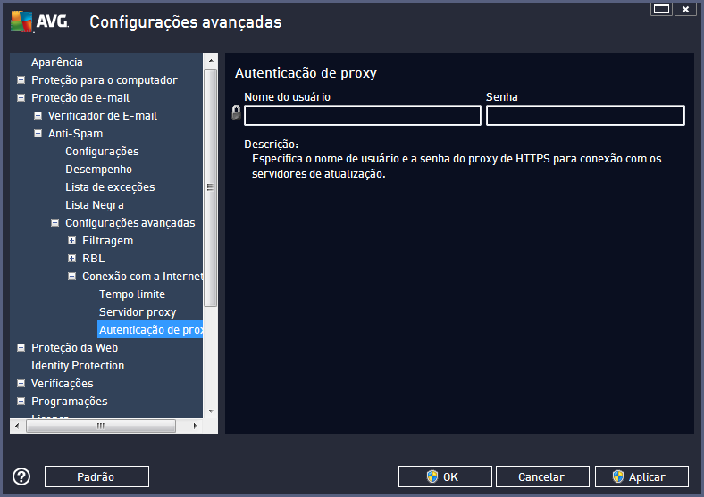 Observação: Você pode analogicamente atualizar essas configurações manualmente para