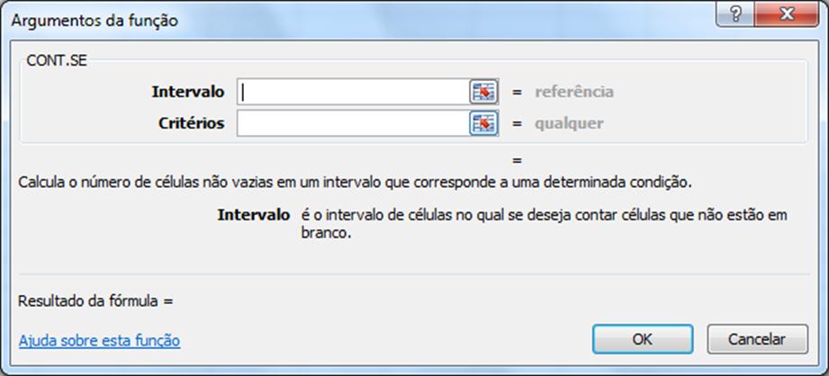 O assistente pode auxilia-lo. Onde: (B2:B5) refere-se ao endereço das células onde você desejar contar. ; utiliza-se como parte da sintaxe para separar.