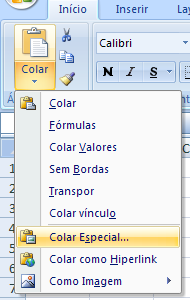 Inserção/Edição de dados Colar especial 1 A célula B9 ao lado contém a fórmula =SOMA(B2:B8).