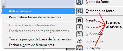 Encaixando/flutuando janelas e barras de ferramentas As Barras de ferramentas e algumas janelas, como a do Navegador e a de Estilos e Formatações, são encaixáveis.