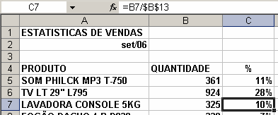 Copiando a fórmula para as células adjacentes abaixo, teríamos o resultado: Para finalizar, bastaria clicar no botão Estilo de Porcentagem, na guia Página Inicial, no grupo Número, para que os