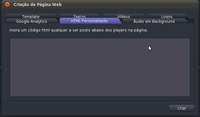 Manual do usuário GTAVCS - RNP 63 A aba HTML Personalizado permite ao usuário escrever um código HTML que será exibido abaixo do player.
