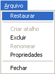 RECUPERANDO ARQUIVOS DA LIXEIRA Abrir a janela da Lixeira / Clicar no ícone que deseja recuperar / Clicar no menu Arquivo / Clicar na opção Restaurar.