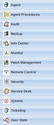 Módulos do VSA Módulos do VSA Todas as funções do VSA podem ser acessadas por meio dos módulos localizados no lado esquerdo da interface do