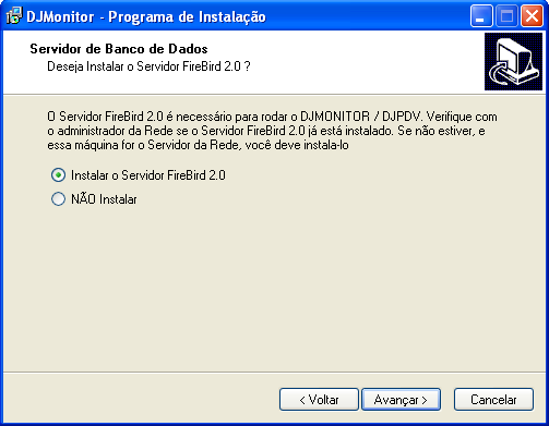 Na janela seguinte será mostrado o diretório onde o DJMONITOR será