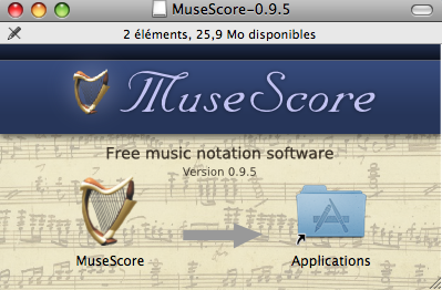 MacOSX Instalação Você encontrará o arquivo dmg para Mac na página de Download do portal do MuseScore. Clique no link para começar a baixar.