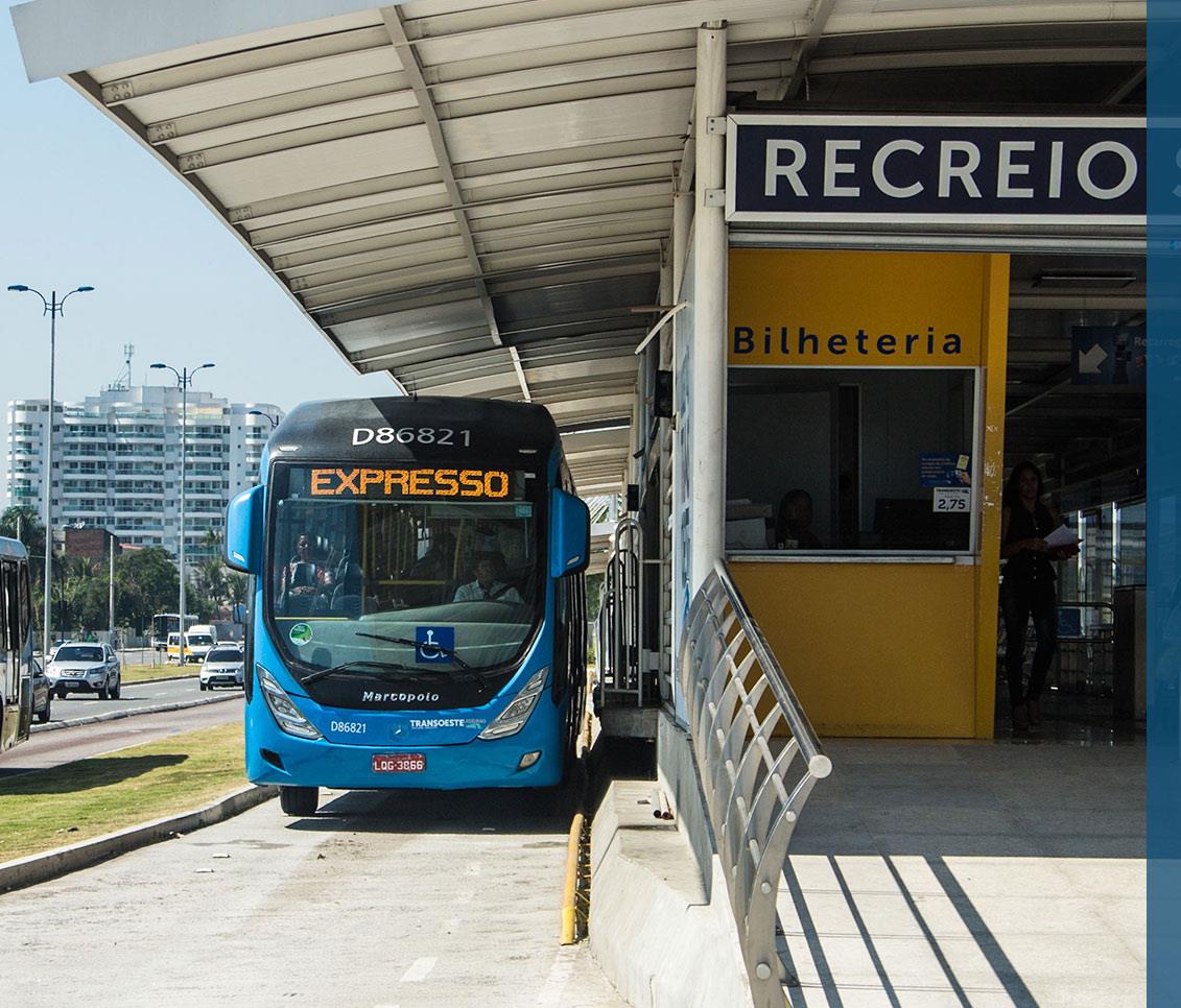Santa Cruz Campo Grande Barra da Tijuca BRT Transoeste Barra da Tijuca - Santa Cruz e Campo Grande 56 km 64 estações 120 mil passageiros/dia Redução do tempo de viagem em até 50% 9 bairros