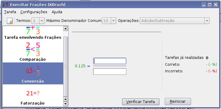 Do lado esquerdo do sinal de igualdade na imagem, você poderá ver um ponto decimal recorrente. Isto significa que a fração mostrada tem uma parte repetitiva.