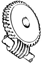 Parafuso Sem Fim e Engrenagem Côncava (coroa) O parafuso sem fim é uma engrenagem helicoidal com pequeno número de dentes ou filetes (até seis).