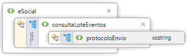 5.5.3. Leiaute da Mensagem de Entrada A mensagem de entrada é definida pelo Schema ConsultaLoteEventos-v1_0_0.xsd, cuja estrutura é apresentada abaixo: tag: esocial Tag raiz do documento obrigatório?