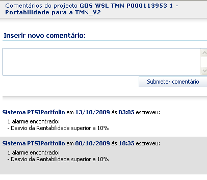 Projecto: Perspectiva Geral Comentários Contém identificação do