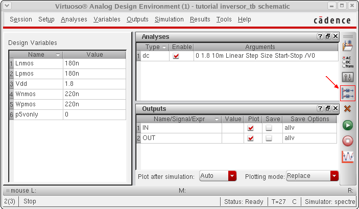 Na janela do Virtuoso Analog Design Enviroment utilize o menu Variables Copy from Cellview e ajuste-as de acordo com a Fig. 14.