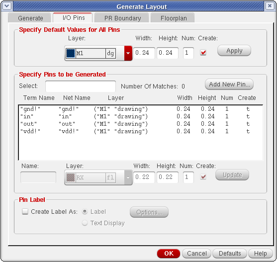 Figure 24: Generate Layout tions Editor Gravity Controls).