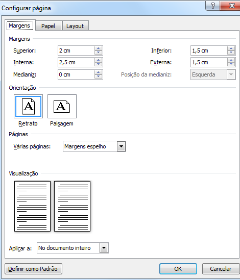 CONFIGURAÇÃO DE PÁGINA: MARGENS 16 CONFIGURAR PÁGINA ABA LAYOUT DE