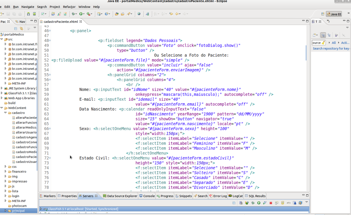 Figura 10: Managed Bean com escopo de visão Nas páginas (.xhtml) foi utilizado o Prime Faces que é uma suíte de componentes JSF customizados. Conforme pode ser observado na Figura 11.