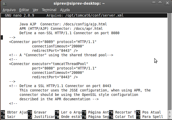 (6) Também é necessário alterar o 'server.xml' para permitir que as configurações de autenticação funcionem: Inclua as linhas abaixo após a linha 128 do arquivo 'server.xml'. $ sudo pico /opt/tomcat6/conf/server.