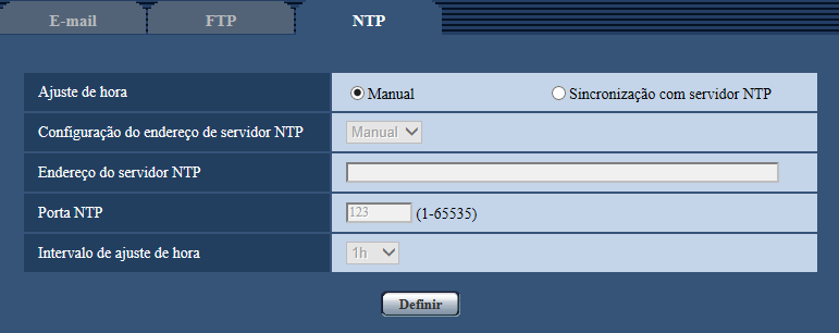 16 Configuração dos ajustes dos servidores [Servidor] IMPORTANTE Utilize um servidor NTP quando um ajuste de hora e data mais preciso for necessário para a operação do sistema.