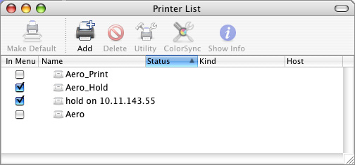 7 Para criar uma impressora de mesa, selecione o EX Print Server, escolha Impressoras > Criar impressora da mesa, especifique um nome e um local para o ícone e clique em Salvar.