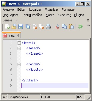 Veja como o código foi estruturado em linhas diferentes (usar a tecla Enter para pular para a próxima linha) e também com identação (recuos) do código (usar a tecla Tab para identar).