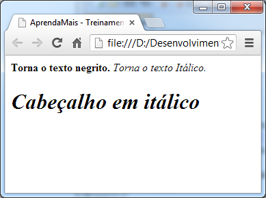 Retomando: existem tags que são abertas e fechadas em uma única tag. Elas são comandos isolados, ou seja: não precisam conter texto dentro delas para funcionar.