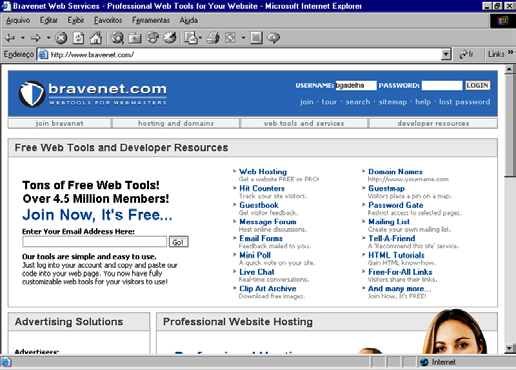 65 Figura 33. Tela do site DreamBook. Figura 34. Tela do site BraveNet. Response-o-matic. Este é um serviço que permite a criação de formulários Web com envio de e-mails (Figura 35).