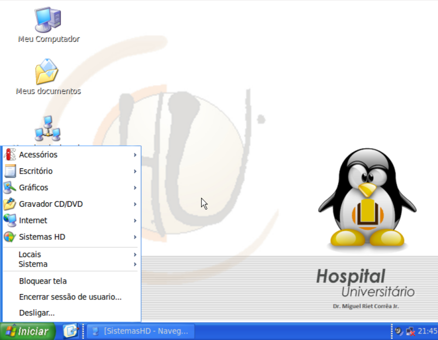 Figura 09 Percebesse, nitidamente, a semelhança do desktop do sistema MS Windows XP, entretanto estamos utilizando GNU/Linux Ubuntu com características gráficas do sistema proprietário. 11.