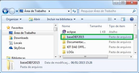 silva\Desktop e verificar a existência da pasta basedief2015, pasta que identifica a base de dados da aplicação.