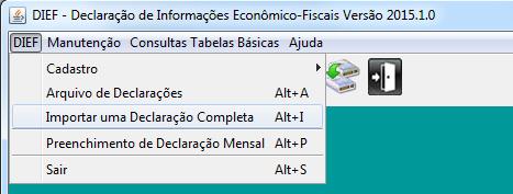 89 24 IMPORTAR UMA DECLARAÇÃO COMPLETA Figura 75- Importar uma Declaração Completa O menu,