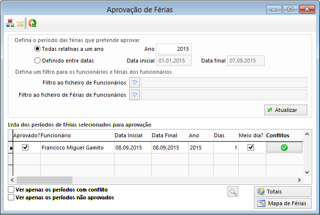 PHC CS Pessoal desktop Marcação de meio-dia de férias O módulo PHC CS Pessoal desktop permite marcar meios-dias de férias, para isso é necessário ativar o parâmetro Os funcionários podem marcar