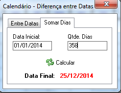 52 Logo, podemos perceber que são no total 358 dias entre 01 de janeiro de 2014 e 25 de dezembro do mesmo ano. Exemplo: a partir de 01/01/2014 contam-se 358 dias, em que data terminará essa contagem?