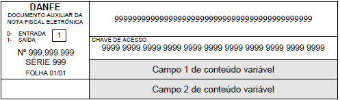 Campos de Conteúdo Variável O leiaute de impressão DANFE prevê dois campos de conteúdo variável logo abaixo do local onde é