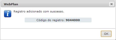 exibidos os principais dados do registro. Caso queira adicionar novas informações, o usuário pode clicar no botão.