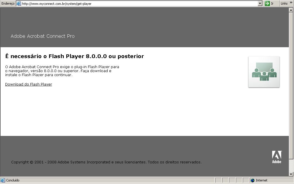 Acessando uma sala de reuniões Se o Adobe connect verificar que falta no