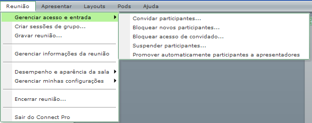 Conhecendo as ferramentas de gerenciamento de reuniões Convidar participantes: Gerenciamento de acesso e entrada O administrador pode utilizar o cliente de e-mail padrão do seu