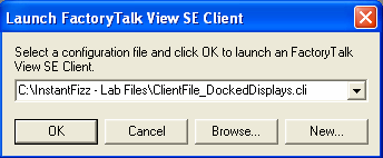 Navegue até C:\InstantFizz Lab Files\ClientFile_DockedDisplays.cli e clique em OK. 2. Clique no botão CIP na barra de navegação. 3. O que acontece?