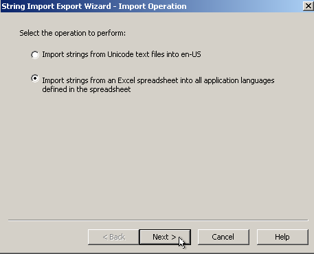 4. Feche o arquivo. Importar textos traduzidos Agora que você tem um arquivo com strings traduzidos, vamos importá-los. 1. Selecione o botão Import da caixa de diálogo Language Configuration. 2.