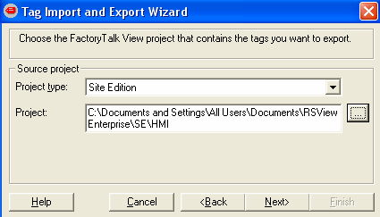 6. Antes de fecharmos o FactoryTalk View Studio para esta aplicação, vamos exportar os tags e alarmes. Selecione o menu Tools do FactoryTalk View Studio e selecione Tag Import Export Wizard. 7.