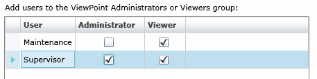 1 Na janela do FactoryTalk ViewPoint Administration, selecione Security Settings. 2 A partir da janela de segurança, você pode alterar o nível de acesso para os usuários FactoryTalk configurados.