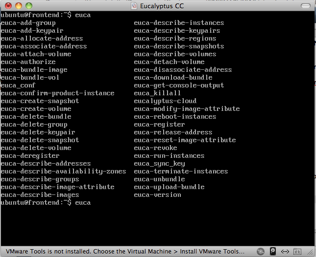 Figura 7.15: Gerenciamento da Cloud: euca-tools ser feito apenas uma única vez, já que o par de chaves é armazenado no Eucalyptus.