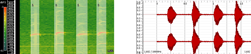 84 possível verificar, em tom mais transparente, as faixas dos picos de frequência da vocalização.