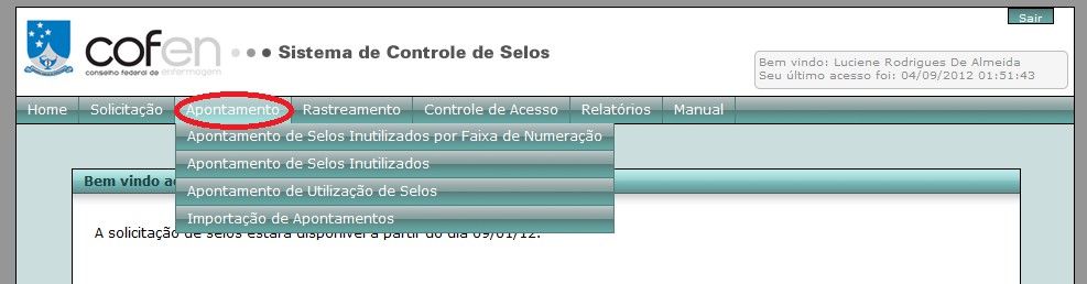 42 18.5 O apontamento de selos poderá ser feito por importação de arquivos ou manualmente.