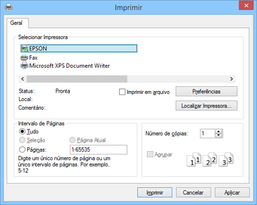 Você verá a janela do aplicativo de impressão, como esta: 2. Clique em Aplicar ou em Imprimir para iniciar a impressão.