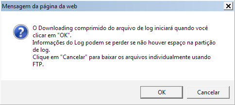 Relatório de Log Relatório de Log Esta função lista os arquivos de Log da câmera. Para atualizar a lista com os arquivos mais atuais clique em Carregar.