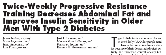 Efeitos do treinamento na glicemia e na resistência à insulina Exercício Resistido Nine older men (aged 66.6 3.
