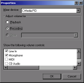 Para regular o volume do som de gravação e de transmissão utilize o controlador de volumes do windows, com um