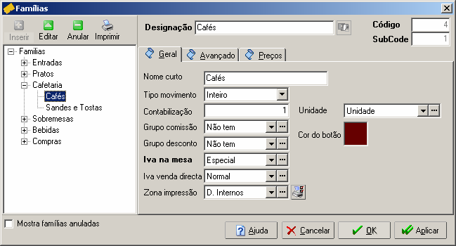 Procedimentos Técnicos 2.4.1. Categorias Ao contrário de um utilizador normal, o administrador (Admin) pode consultar os códigos e o subcódigos internos das categorias.