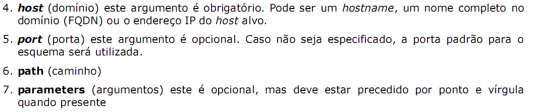 A URL de Conexão Argumentos de conexão são