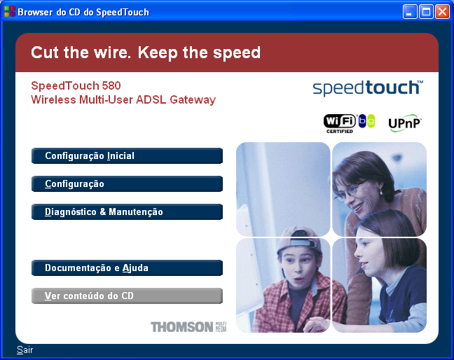 3 Definição da configuração do SpeedTouch Detecção do SpeedTouch Faça o seguinte: 1 Insira o CD-ROM de instalação do SpeedTouch na unidade de CD-ROM do computador.